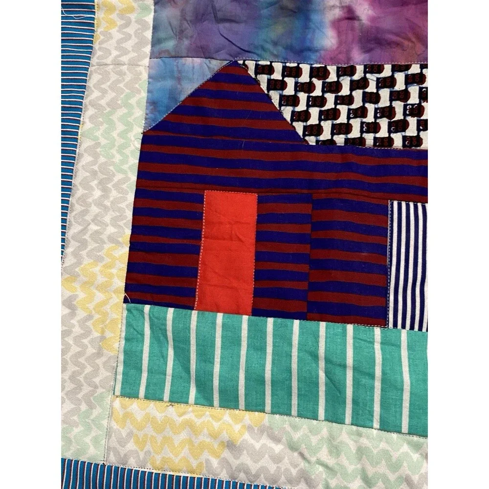 House Design Patchwork Quilt Lap Blanket Wall Hanging 42” x  36.5”